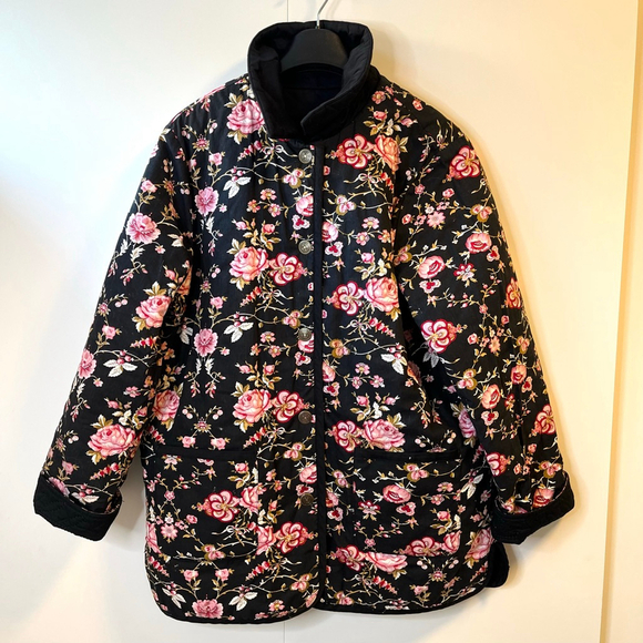 Vintage Reversible Quilted Barn Coat Cottagecore Barbour Style 90s Y2K fits M–XL - Picture 4 of 15